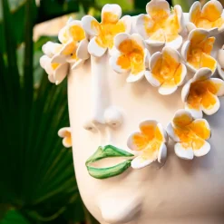 Vaso Scultura Frangipani in Ceramica