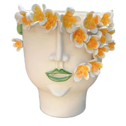 Vaso Scultura Frangipani in Ceramica
