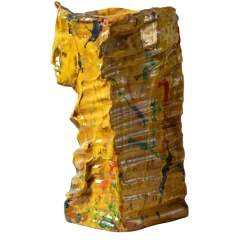 Vaso scultura in ceramica policroma Visione