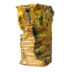 Vaso scultura in ceramica policroma Visione