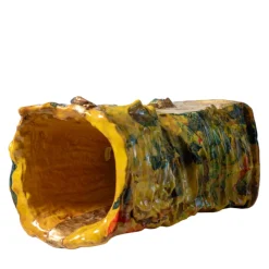 Vaso scultura in ceramica policroma Visione