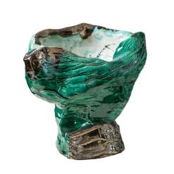 Vaso scultura in ceramica policroma Onda Marina