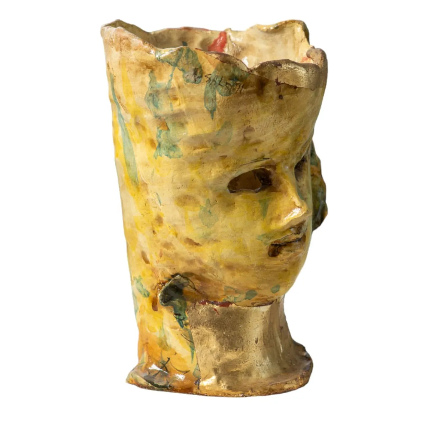 Vaso scultura in ceramica policroma Infinito