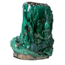 Vaso scultura in ceramica Volto Velato Verdigris