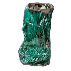 Vaso scultura in ceramica Volto Velato Verdigris