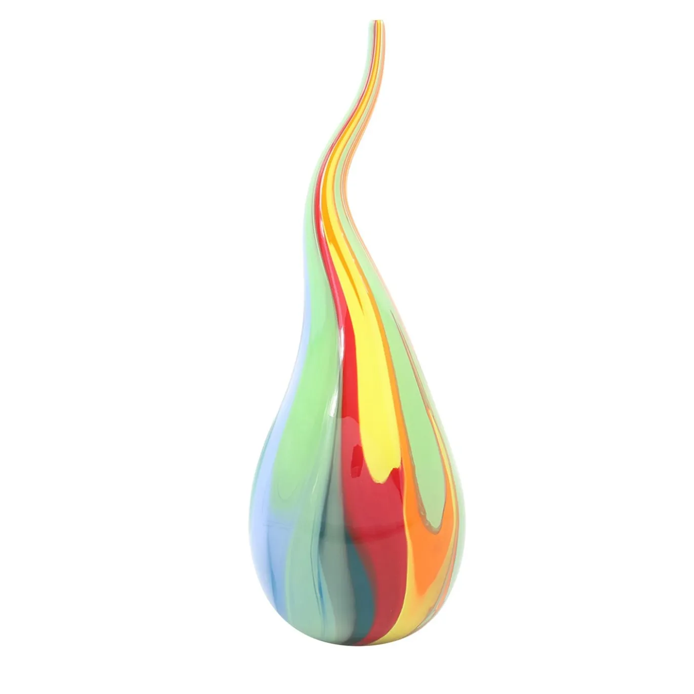 Vaso-scultura in vetro di Murano multicolore a goccia di fuoco #1