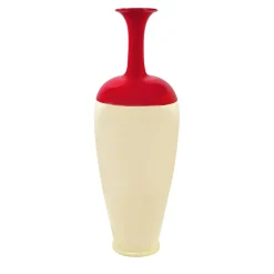 Vaso Simbiosi Meccanica in ceramica rossa e giallo zabaione