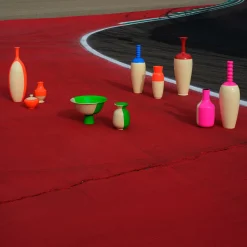 Vaso Simbiosi Meccanica in ceramica rossa e giallo zabaione