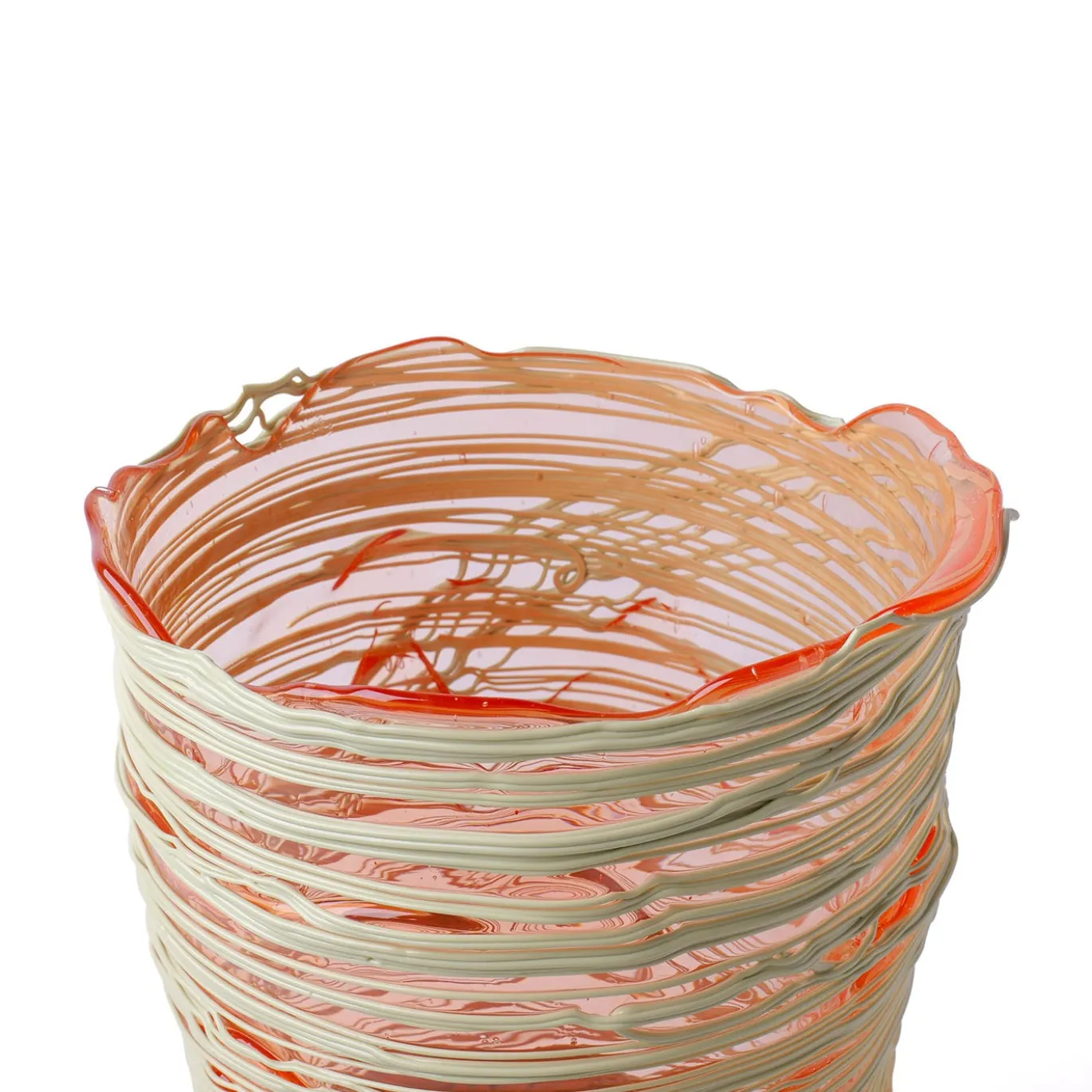 Vaso Spaghetti Grande in resina rubino chiaro e Verde Oliva di Gaetano Pesce