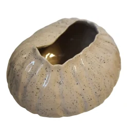Vaso Spugna in ceramica smaltata color crema puntinata