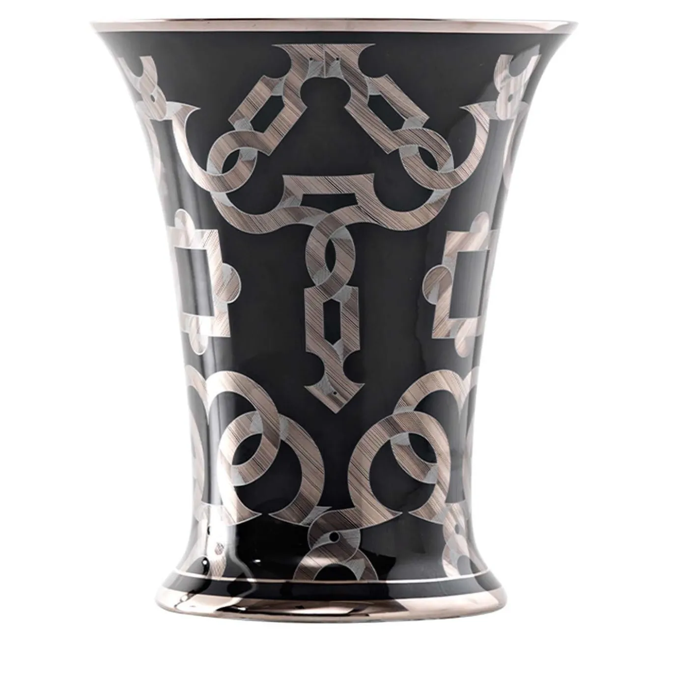 Vaso Tarsia nero e platino