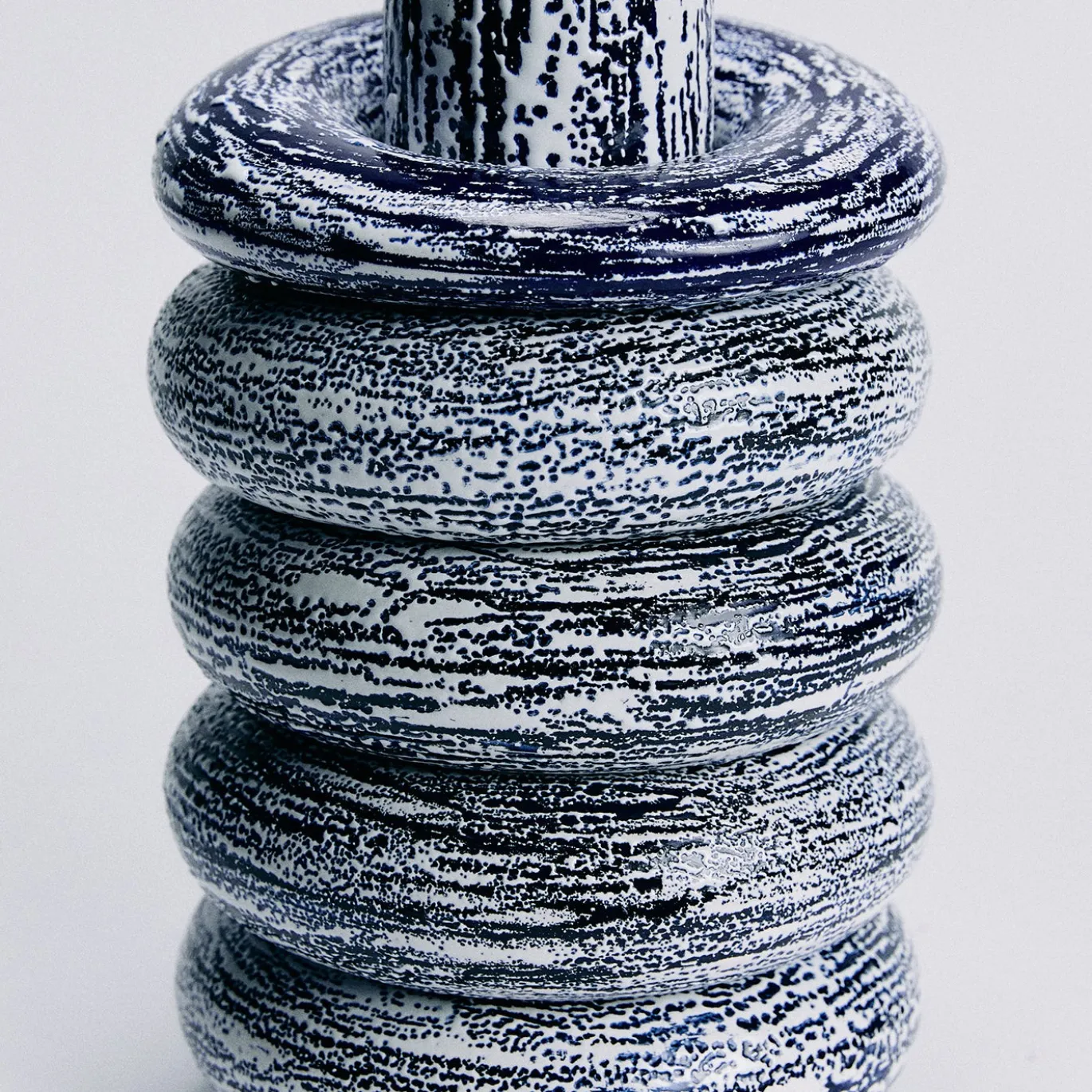 Vaso Terra grande in ceramica smaltata blu e bianca