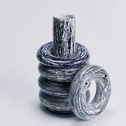 Vaso Terra grande in ceramica smaltata blu e bianca