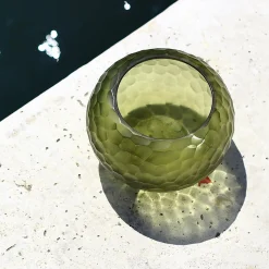 Vaso tondo verde piccolo Bocia Laguna tecnica Molatura