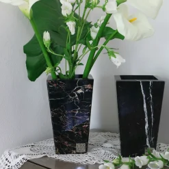 Vaso Trapezio in marmo nero Marquina