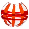Vaso trasparente a righe rosse e arancioni Eclissi di Carlo Moretti