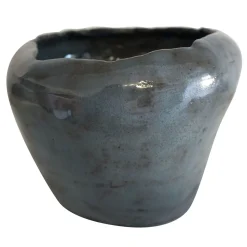 Vaso Tremiti in Argilla Nera con Smalto Grigio