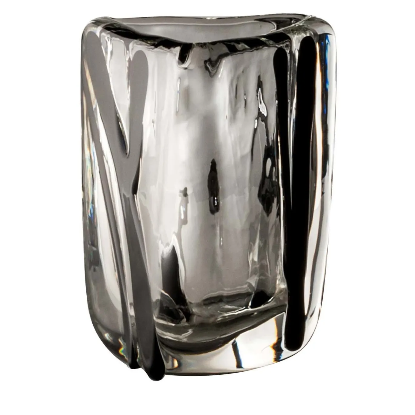 Vaso triangolare medio Black Belt di Peter Marino in vetro trasparente