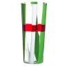 Vaso Troncocono a strisce verdi/bianche/rosse di Carlo Moretti