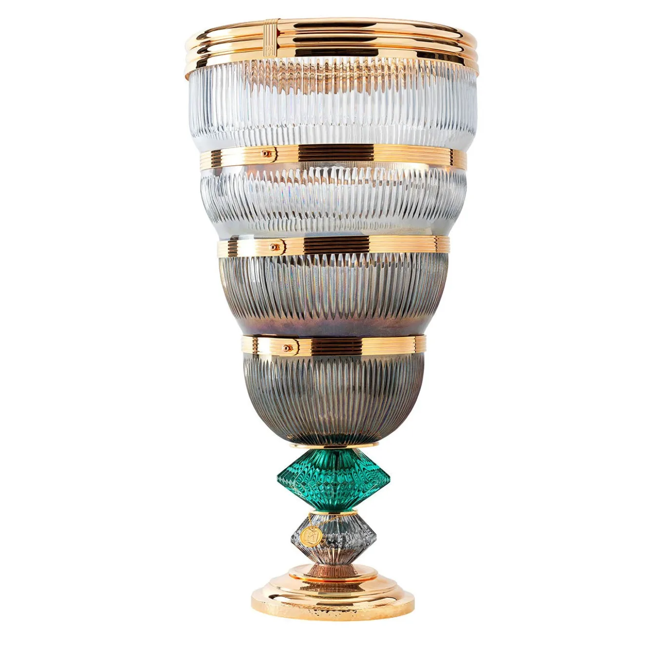 Vaso Turbante Boccadoro in cristallo perlato finitura oro rosa