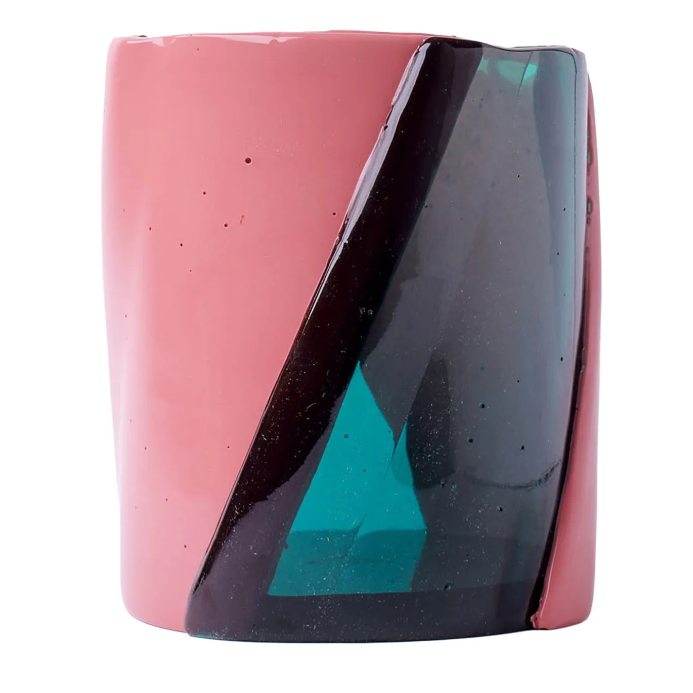 Vaso Twirl Medio in resina trasparente acqua e malva di Enzo Mari