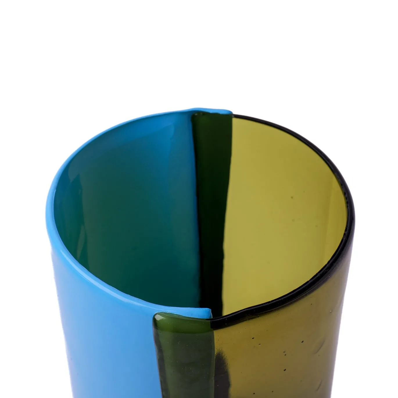 Vaso Two Lines in resina Verde Bottiglia Chiaro e Azzurro di Enzo Mari