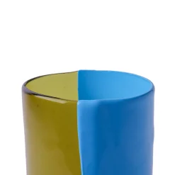 Vaso Two Lines in resina Verde Bottiglia Chiaro e Azzurro di Enzo Mari