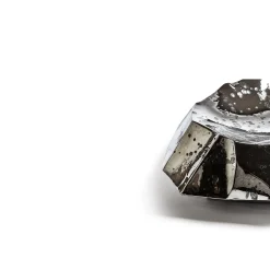 Vassoio Centro Tavola Selce in Ceramica Argento Specchiato