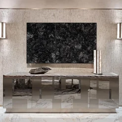 Vassoio Centro Tavola Selce in Ceramica Argento Specchiato
