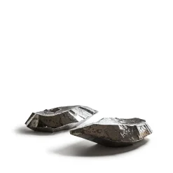 Vassoio Centro Tavola Selce in Ceramica Argento Specchiato