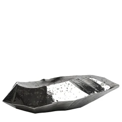 Vassoio Centro Tavola Selce in Ceramica Argento Specchiato