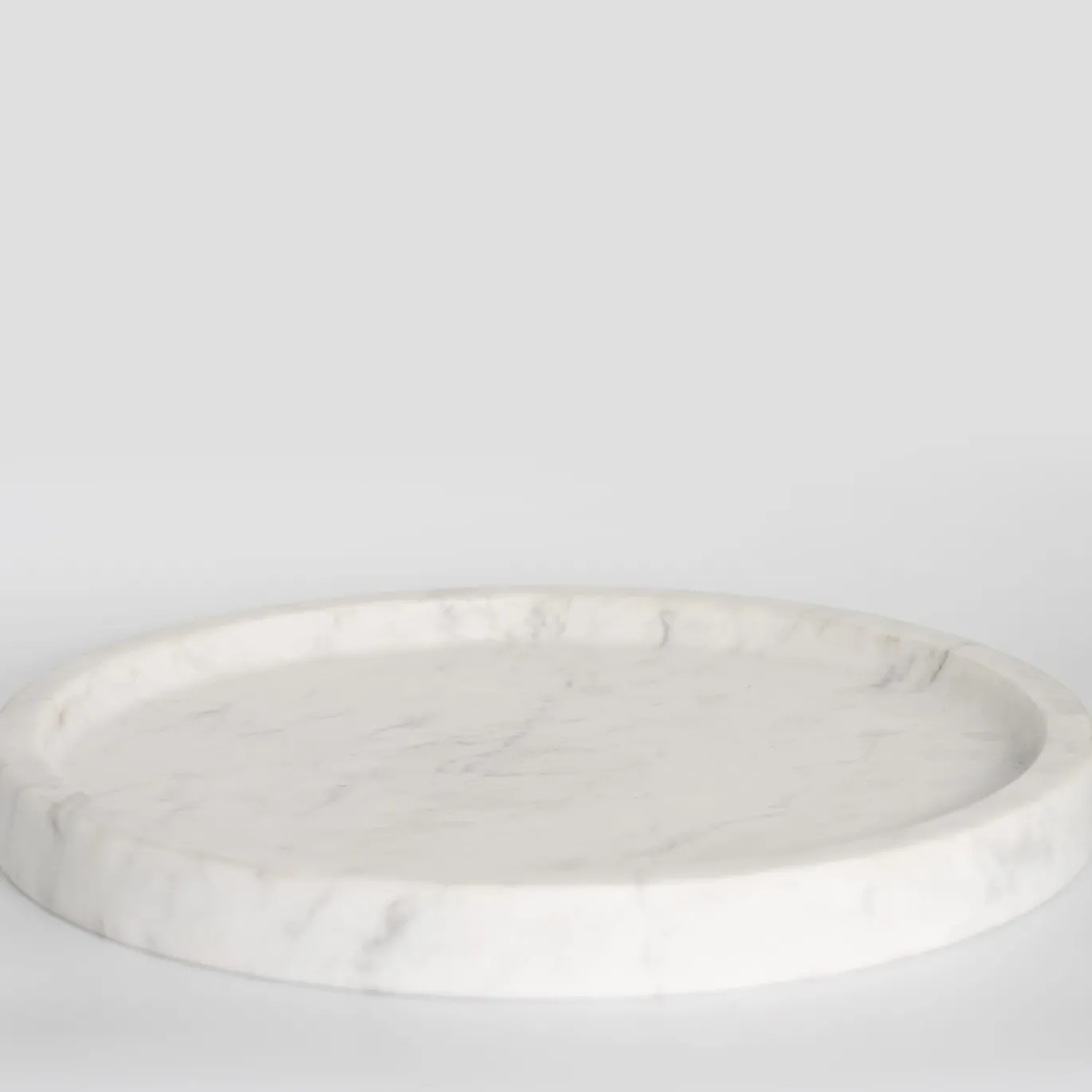 Vassoio decorativo rotondo in marmo bianco di Carrara
