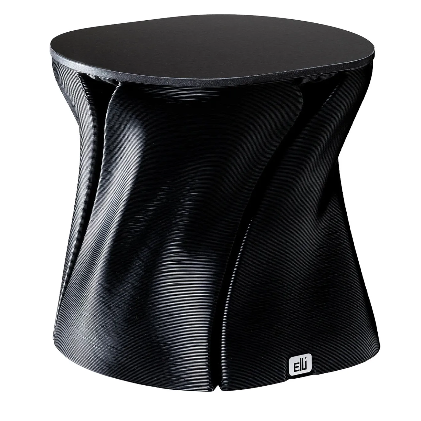 Veil Sgabello nero a clessidra stampato in 3D