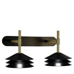 Velia M361 Lampada da parete a 2 luci in nero e ottone