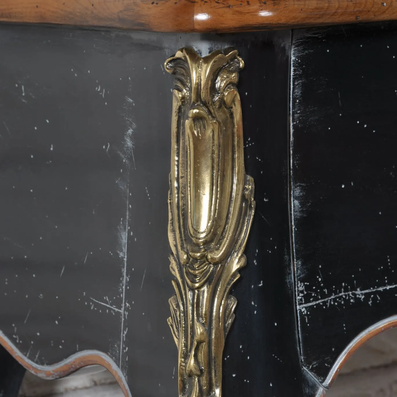 Venezia '700 Luigi XV Console nera in stile veneziano