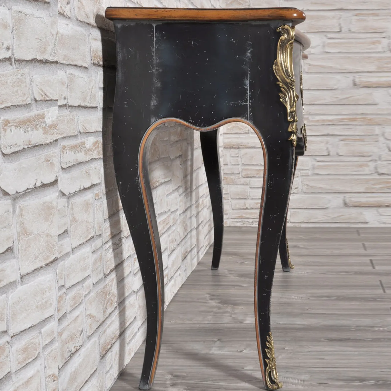 Venezia '700 Luigi XV Console nera in stile veneziano