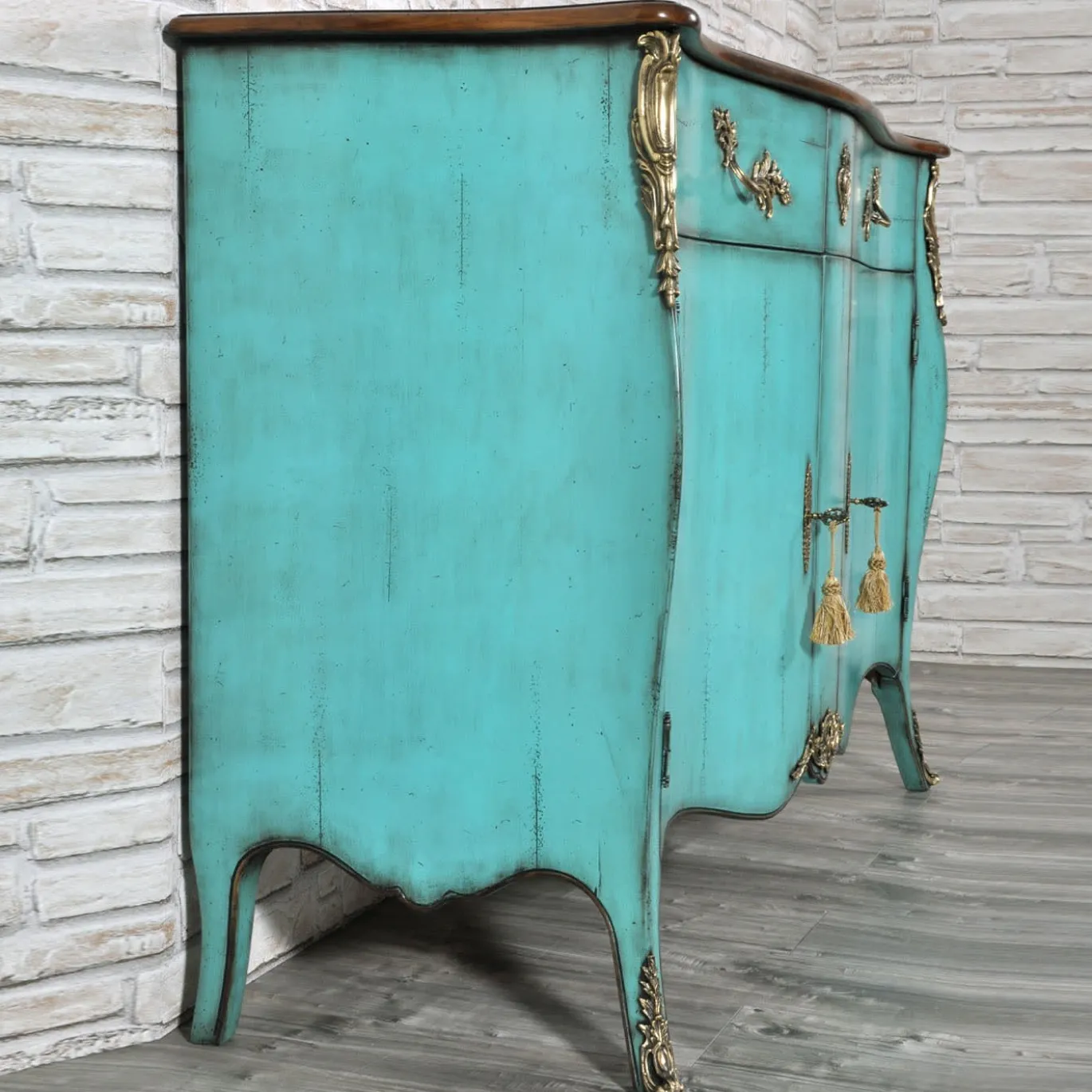 Venezia '700 Luigi XV Credenza veneziana in stile turchese