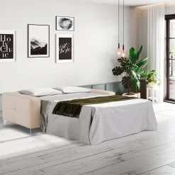 Verona Divano letto a 2 posti in pelle beige