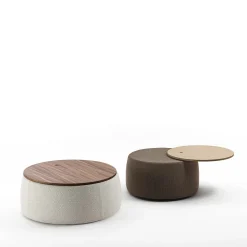 Verto Pouf e Tavolino da Caffè Rotondo Beige