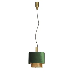 7284/V Lampada a sospensione in ottone e cristallo