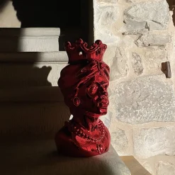 Vulcano Testa di Moro Uomo scultura in Marmo rosso