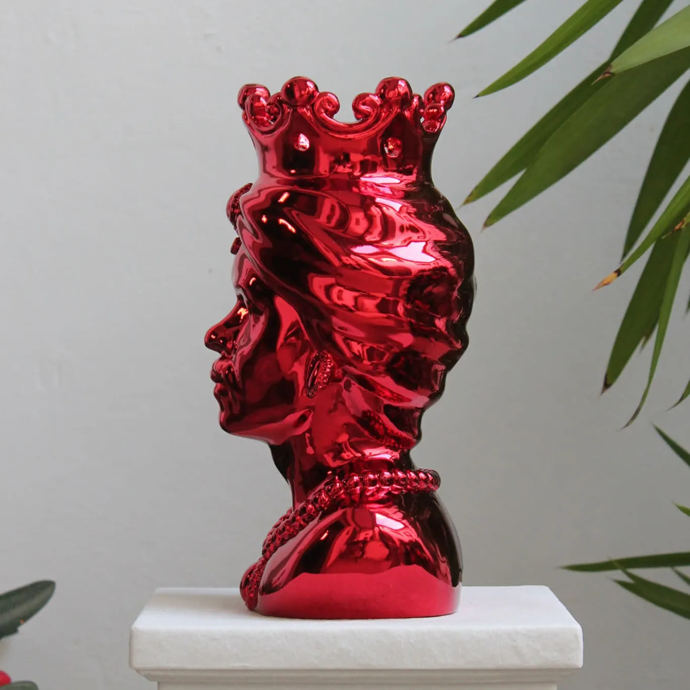 Vulcano Testa di Moro Uomo scultura in Marmo rosso