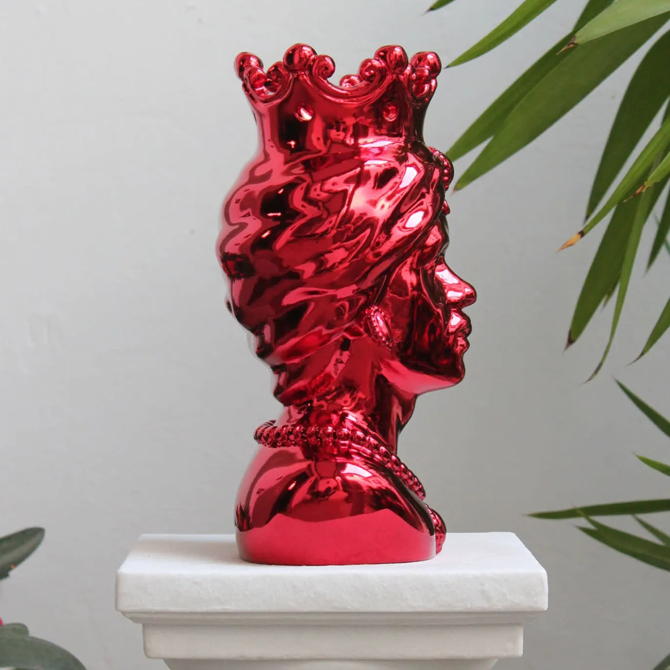 Vulcano Testa di Moro Uomo scultura in Marmo rosso