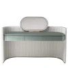 Walt Vanity Unit in Pelle Bianca e Legno Azzurro Chiaro