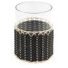 Wideville Portacandele in pelle e rattan - Nero Grande
