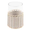 Wideville Portacandele in pelle e rattan - Bianco Piccolo