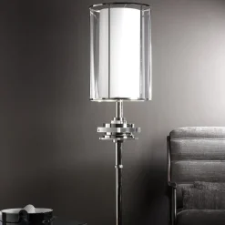 Z629 Lampada da terra in ottone e nichel