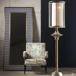Z628 Lampada da terra in ottone e nichel