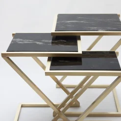 Zumm Zum Zu Set di 3 tavolini da salotto in marmo nero
