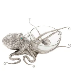 Zuppiera Octopus in argento sterling e cristallo